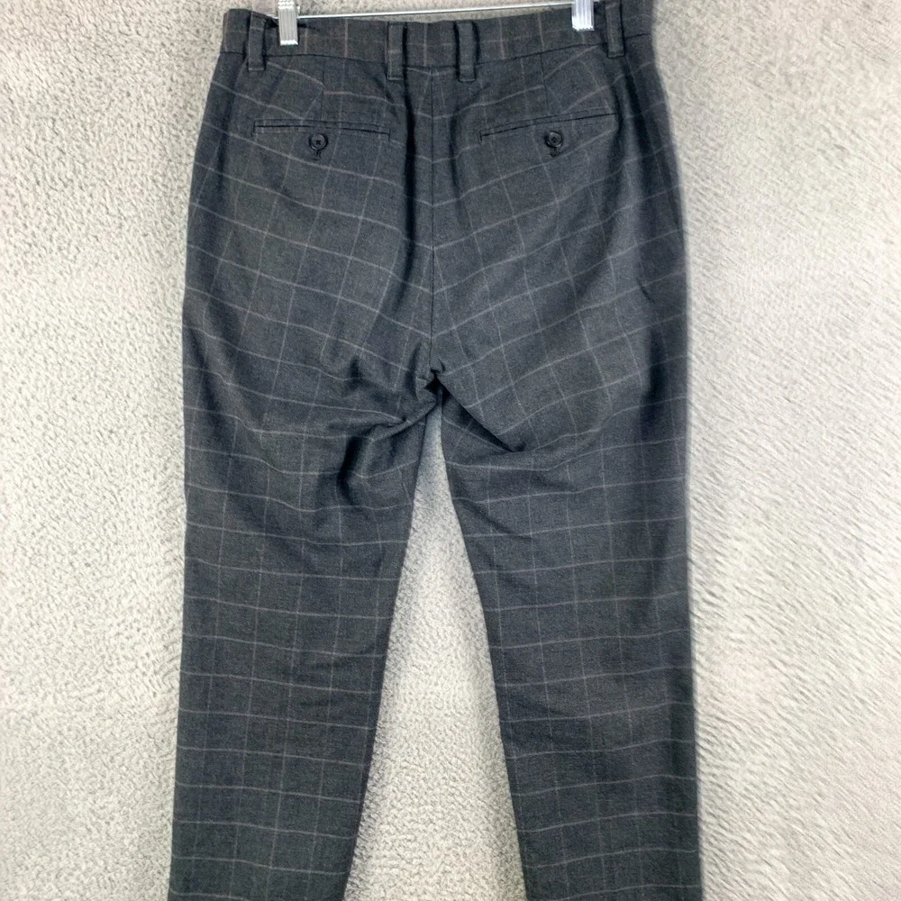 Banana Republic Aiden Pants Mens 32 Gray Plaid Business Casual Khakis Fit 34x28‎